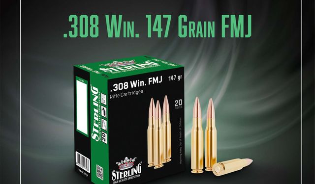 Sterling .308 Win FMJ 147 grain tüfek fişeği MKE/Ankara stoklarında yerini aldı